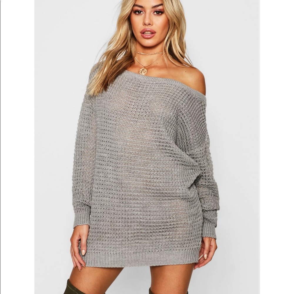 Off shoulder sweater dress